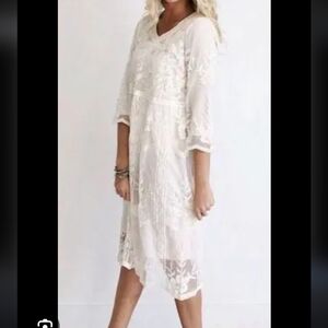 Orange Creek Cream Floral Lace Dress Romantic Coastal Cowgirl Boho S/M